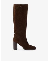 Prada - Branded Suede Knee-High Boots - Lyst
