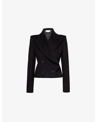 McQueen - Double-Breasted Cropped Regular-Fit Wool And Cashmere-Blend Blazer - Lyst