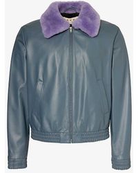 Marni - Contrast-collar Boxy-fit Leather Jacket - Lyst