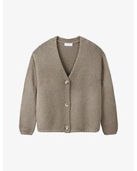 The White Company - Buttoned V-neck Cotton-knit Cardigan - Lyst
