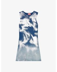 DIESEL - M-idony Metallic-pattern Cotton-knit Mini Dress - Lyst