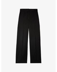 The Kooples - Mid-Rise Wide-Leg Woven Trousers - Lyst