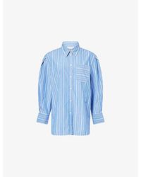 Ganni - Striped Long-Sleeve Cotton Shirt - Lyst