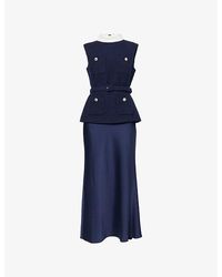 Self-Portrait - Boucle Sleeveless Woven Midi Dress - Lyst