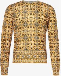 Etro - Graphic-patterned Crewneck Silk And Cashmere-blend Top X - Lyst