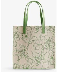 Ted Baker - Linicon Floral-print Logo-debossed Faux-leather Tote - Lyst