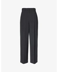 Theory - Pleated Straight-leg High-rise Wool-blend Trousers - Lyst