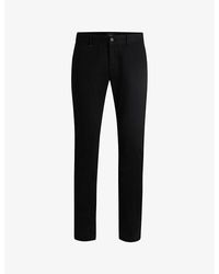 BOSS - Casual Slim-Fit Straight-Leg Stretch-Cotton Trousers - Lyst