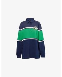 Acne Studios - Stripe-Print Brand-Embroidered Cotton-Jersey Polo Sweatshirt Dress - Lyst