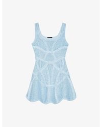 Maje - Sleeveless Square-Neck Crochet Mini Dress - Lyst