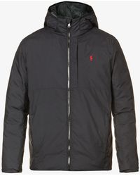 Polo Ralph Lauren Synthetic Logo Embroidered Hooded Down Jacket in Blue