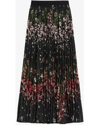 Ted Baker - Enricaa Floral-print Pleated Woven Midi Skirt - Lyst