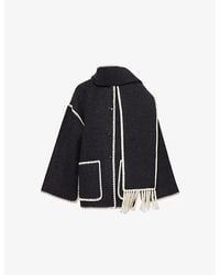 TOTEME - Embroidered-Trim Scarf Wool-Blend Jacket - Lyst