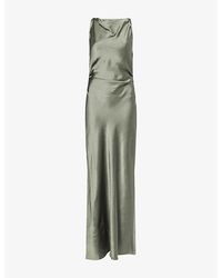 Vince - Twisted Ruched Satin Maxi Dress - Lyst