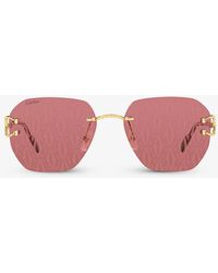 Cartier - Ct0394s Square-frame Metal Sunglasses - Lyst