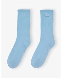 Sandro - Embroidered Logo-Patch Ribbed Stretch-Cotton Socks - Lyst