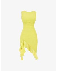 Mistress Rocks - Asymmetric Ruffled-Hem Stretch-Mesh Midi Dress - Lyst