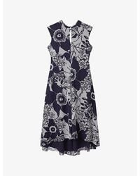 Reiss - Becci Floral-print Woven Midi Dress - Lyst