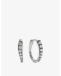 Monica Vinader - Riva Pavé Diamond Blackened Small Sterling- And 0.29Ct Lab Grown Diamond Hoop Earrings - Lyst