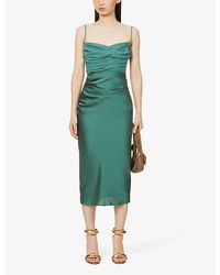 House Of Cb Debutante Cap-Sleeve Backless Satin Midi Dress in White | Lyst  UK