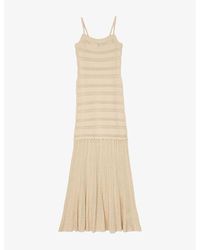 Sandro - Pointelle-Pattern Flared-Hem Stretch-Knit Maxi Dress - Lyst