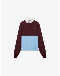 Prada - Long-Sleeve Cotton-Fleece Cotton Polo Shirt - Lyst