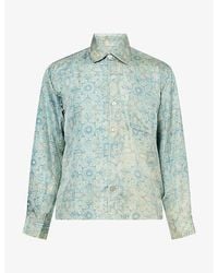 Kartik Research - Block-Print Patch-Pocket Silk Shirt - Lyst
