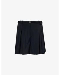Another Tomorrow - Wide-leg High-rise Stretch-woven Shorts - Lyst