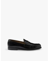 Prada - Logo-Badge Slip-On Leather Loafers - Lyst
