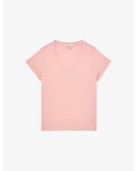 Reiss - Luna V-Neck Cotton-Jersey T-Shirt - Lyst