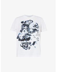 Alexander McQueen - Floral-print Round-neck Cotton-jersey T-shirt - Lyst