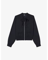 The Kooples - Bow-Collar Patch-Pocket Wool Cardigan - Lyst