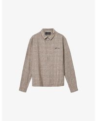 AllSaints - Keal Checked Zip-Up Linen-Blend Jacket - Lyst