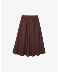 The White Company - Relaxed-fit High-rise Linen Midi Skirt - Lyst