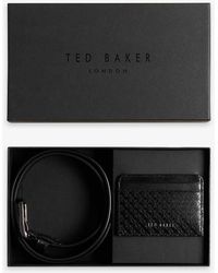 Ted Baker - Teramo Geometric-pattern Leather Leather Belt And Card Holder Set - Lyst