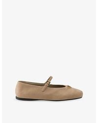 Prada - Triangle-Logo Suede Ballerina Flats - Lyst