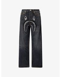 A Bathing Ape - Shark Embroidered Relaxed-Fit Denim Jeans - Lyst
