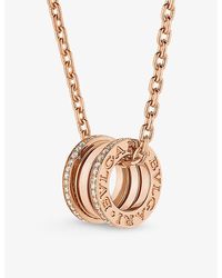 BVLGARI - B.Zero1 18Ct Rose- And 0.38Ct Brilliant-Cut Diamond Pendant Necklace - Lyst