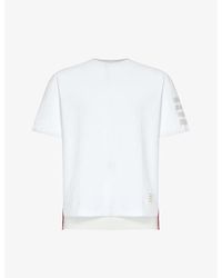 Thom Browne - Branded Short-sleeved Cotton-jersey T-shirt X - Lyst