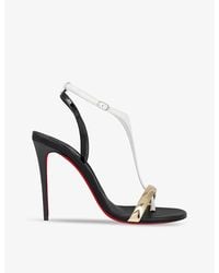Christian Louboutin - Athina 100 T-bar Leather Heeled Sandals - Lyst