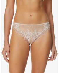 Wacoal - Lace Perfection Mid-rise Stretch-lace Tanga Briefs - Lyst