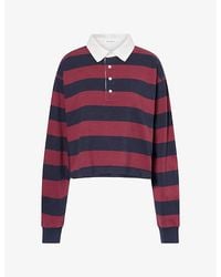GOOD AMERICAN - The Cropped Rugby Cotton-Jersey Polo Shirt - Lyst