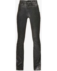 PAIGE - Manhattan Glitter-embellished Flared High-rise Jeans - Lyst