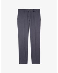 The Kooples - Buckle-Belt Straight-Leg Regular-Fit Wool Trousers - Lyst