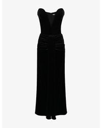 House Of Cb - Vienne Plunge-Neck Stretch-Velvet Maxi Dress - Lyst