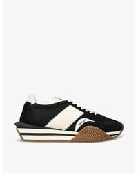 Tom Ford - James Logo-print Leather And Suede Low-top Trainers - Lyst