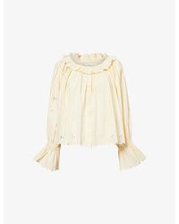 Skall Studio - Fleurie Embroidered Cotton-And-Linen Blouse - Lyst