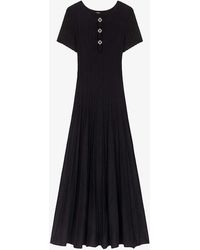 Maje - Clover-embellished Short-sleeve Stretch-knit Midi Dress - Lyst