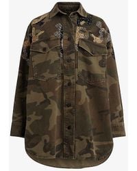 AllSaints - Lily Bead-embellished Camouflage-print Organic Cotton-blend Overshirt X - Lyst