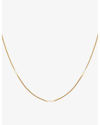 Astrid & Miyu - Navette Charm 18Ct-Plated Sterling- And Cubic Zirconia Necklace - Lyst